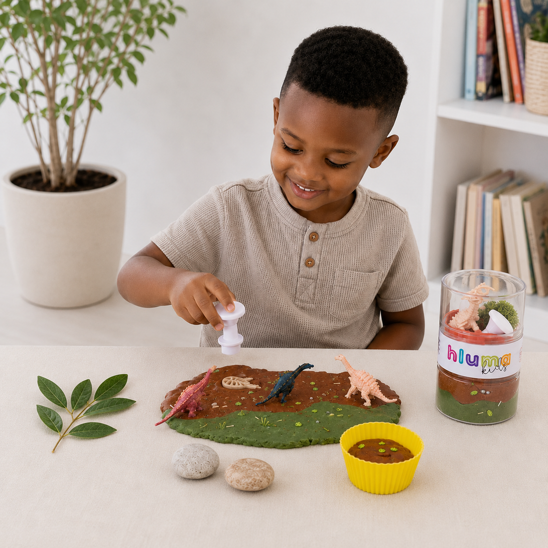Small hands moulding taste-safe playdough during sensory play